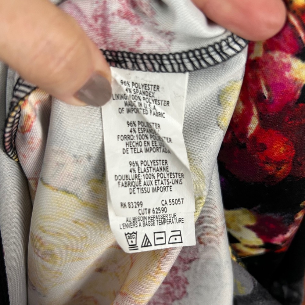 Neiman Marcus Womens Floral Sheath Dress‎ Black Pink Yellow Sleeveless Size 8 - Picture 6 of 6